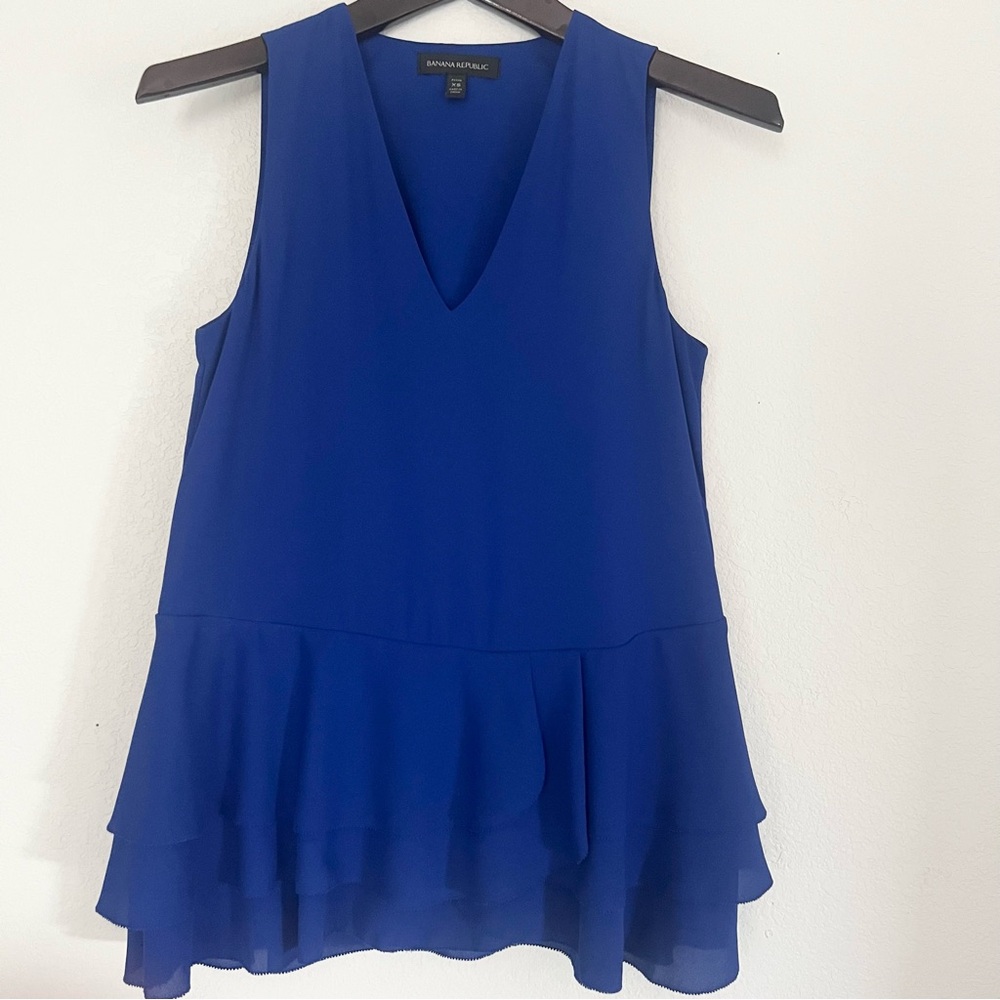 Banana Republic Royal Blue V-Neck Blouse